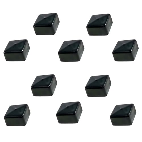 Quadratische Gummi-Abdeckkappe für Strebenkanäle, Metallrohre, Zaun-Endschutz, 10 Stück, schwarz, Vinyl, flexible Bodenschoner für Möbelbeine, 3,8 cm Quadratische Gummi-Abdeckkappe für Strebenkanäle, Metallrohre, Zaun-Endschutz, 10 Stück, schwarz, Vinyl, flexible Bodenschoner für Möbelbeine, 3,8 cm von WYZBEN