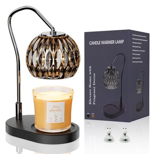 Kerzenwärmerlampe mit Timer und 4 Helligkeitsstufen, Elektrischer Kerzenwärmer für Glaskerzen, Wohnaccessoire, Schwarz, Inklusive 2 Glühbirnen Kerzenwärmerlampe mit Timer und 4 Helligkeitsstufen, Elektrischer Kerzenwärmer für Glaskerzen, Wohnaccessoire, Schwarz, Inklusive 2 Glühbirnen von WYghyronic