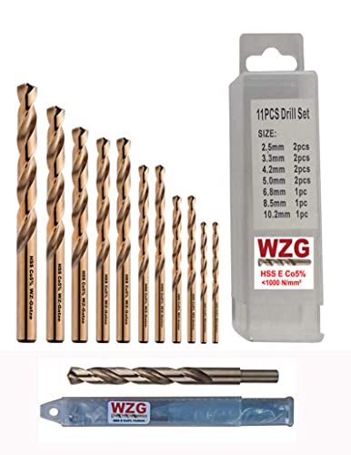 HSS E Co5 Spiralbohrer Metall Bohrer Kernlochbohrer für Metrisches Gewinde WZG Bitte Größe wählen!! (2,5 mm M3, 1 Stück) von WZ-Gatze