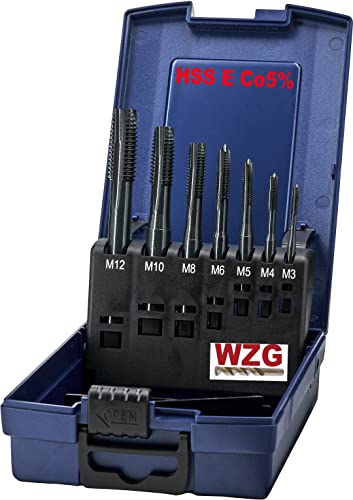 HSS E Co5% Gewindebohr Set Satz Metrisch M3, M4, M5, M6, M8, M10, M12 in ABS Box WZG von WZ-Gatze