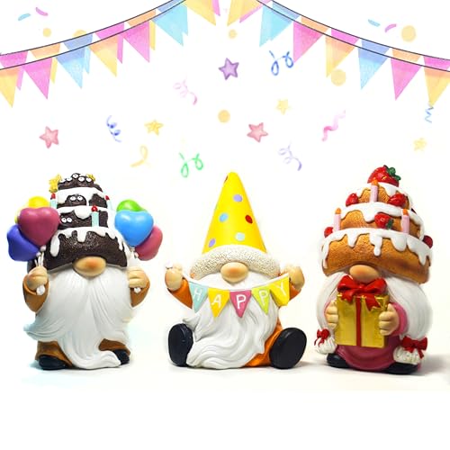 WZAPPKEW 3-teiliges Geburtstagswichtel-Set, dynamischer Kerzenkuchen- und Party-Thema, schwedische Tomte-Elfen-Zwergfiguren, Festival und Urlaub, Innendekoration (Kuchen) von WZAPPKEW