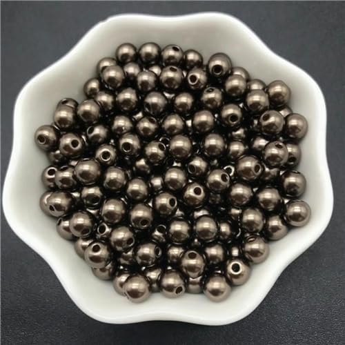 4 mm, 6 mm, 8 mm, 10 mm, schwarze Kunstperlen, Acrylperlen, runde Perlen, lose Distanzperlen für die Schmuckherstellung, 13–6 mm x 100 Stück von WZBAO