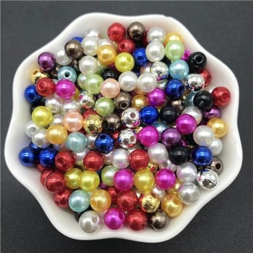 4 mm, 6 mm, 8 mm, 10 mm, schwarze Kunstperlen, Acrylperlen, runde Perlen, lose Distanzperlen für die Schmuckherstellung, 17–6 mm x 100 Stück von WZBAO