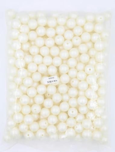 500 Gramm/Beutel mit Loch, Perlen, lose runde Perlen, Basteln für Schmuckherstellung, weiß, beige, DIY-Kleidimitation, Perlenfalte, Perlweiß-5 mm, 500 Gramm von WZBAO