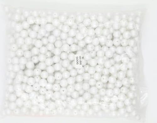 500 Gramm/Beutel mit Loch, Perlen, lose runde Perlen, Basteln für die Schmuckherstellung, weiß, beige, DIY-Kleidimitation, Perlenfalte, Weiß, 5 mm, 500 Gramm von WZBAO