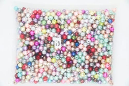 500 Gramm/Beutel mit Loch, lose Perlen, runde Perlen, Basteln für Schmuckherstellung, weiß, beige, DIY-Kleidungsimitat-Perle, gemischte Farbe, 4 mm, 500 Gramm von WZBAO