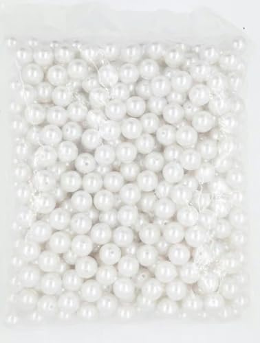 500 Gramm/Beutel mit Loch, lose Perlen, runde Perlen, Basteln für Schmuckherstellung, weiß-beige, DIY-Kleidungsimitationsperle, weiß, 8 mm, 500 Gramm von WZBAO