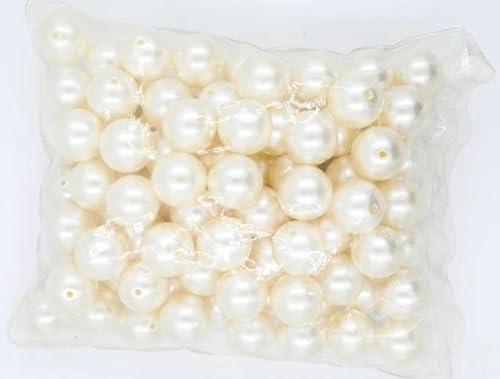 500 Gramm/Beutel mit Loch, lose Perlen, runde Perlen, Basteln für die Schmuckherstellung, weiß, beige, DIY-Kleidungsimitationsperle, Perlweiß, 12 mm, 500 Gramm von WZBAO