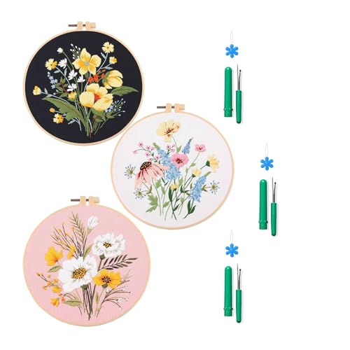 WZBHCZLJ 3 Set Sticker Starter Kits Für Anfänger Gestempelte Kreuzstiche Mit Blumenmuster Stickereifäden Für Erwachsene Stickerei Hoop Holder WZBHCZLJ 3 Set Sticker Starter Kits Für Anfänger Gestempelte Kreuzstiche Mit Blumenmuster Stickereifäden Für Erwachsene Stickerei Hoop Holder von WZBHCZLJ
