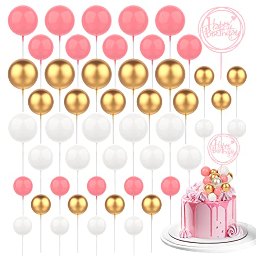 46 Stück Tortendeko Kugeln, Kuchen Dekoration Kugeln Mini Luftballons Tortenaufsatz Cupcake Topper Happy Birthday Cake Topper DIY Kuchen Topper für Geburtstag Hochzeit Hochzeitstag Babyparty (1) von WZDTNL