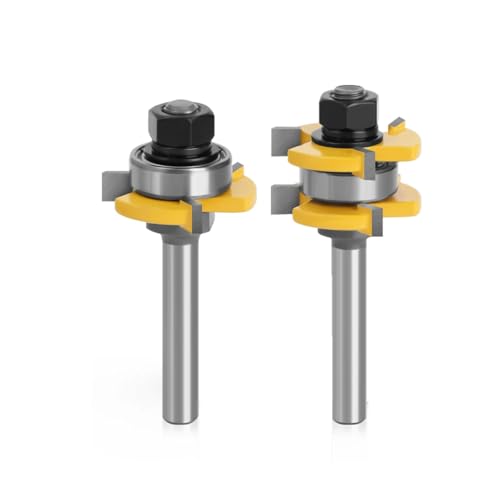 WZFC 2pcs 8mm Shank Joint Assemble Router Bits Tongue & Groove T-Slot Milling Cutter For Wood Woodwork Cutting Tools von WZFC