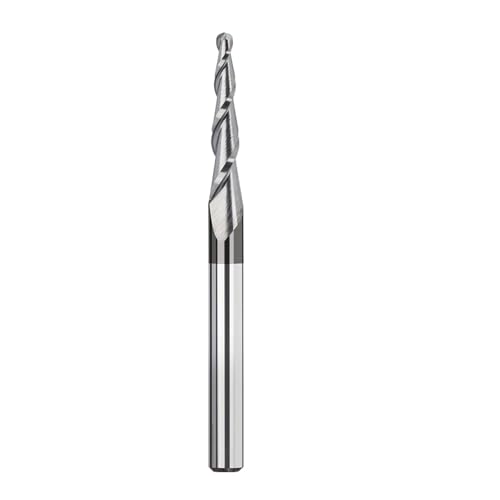 WZFC 3.175mm Shank Ball Nose End Mill Carbide Tapered Cutter For Wood Metal CNC Milling Tool CNC Router Bit, R1.0xD3.175x15x38L von WZFC