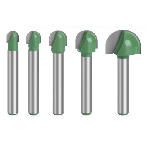 WZFC 5pcs 6mm Shank Ball Nose Router Bits Set End Mill Round Cove Box Solid Carbide CNC Radius Core Milling Bit von WZFC