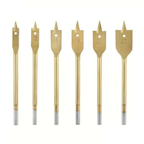 WZFC 6pcs, Spade-Bohrbit-Set, Tischlerei Flacher Titan-Set, Multi-Specification Flat Drill Wood Board Board Loch Opener,Gold WZFC 6pcs, Spade-Bohrbit-Set, Tischlerei Flacher Titan-Set, Multi-Specification Flat Drill Wood Board Board Loch Opener,Gold von WZFC