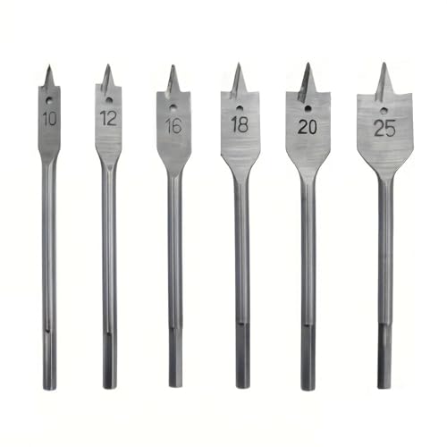 WZFC 6pcs, Spade-Bohrbit-Set, Tischlerei Flacher Titan-Set, Multi-Specification Flat Drill Wood Board Board Loch Opener,Silver WZFC 6pcs, Spade-Bohrbit-Set, Tischlerei Flacher Titan-Set, Multi-Specification Flat Drill Wood Board Board Loch Opener,Silver von WZFC