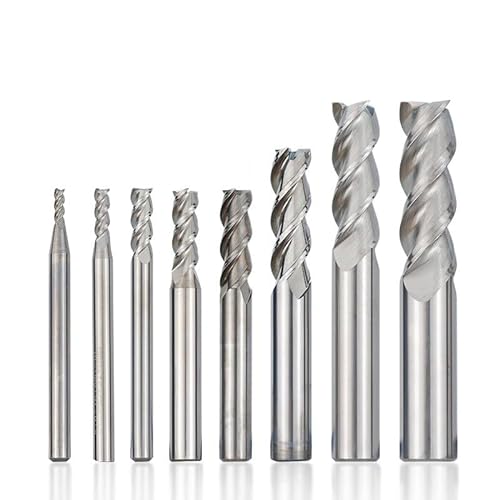 WZFC Aluminiumfräser, Hartmetallfräser, HRC 50, 3 Flöten, Spiralschaftfräser, CNC-Maschinenfräser,8 Stück 2–12 Mm Set von WZFC