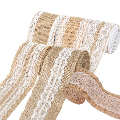 Juteband mit Spitze, 6x2M Vintage Basteln Jutebänder, Jute Spitze Dekoband für DIY Handwerk Weihnachten Deko Hochzeit Party Basteln Geschenkband Juteband mit Spitze, 6x2M Vintage Basteln Jutebänder, Jute Spitze Dekoband für DIY Handwerk Weihnachten Deko Hochzeit Party Basteln Geschenkband von WZHHDM