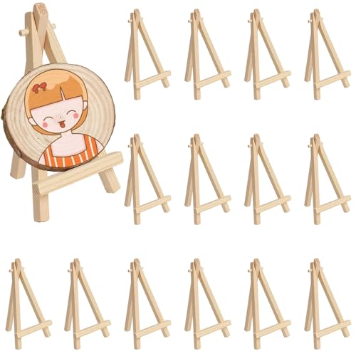 Mini Staffelei Holz, 16 Stück Dreieck für Tischdeko, Malhandwerk, Fotoalbum, Hochzeitsdekoration, Geburtstag, Taufe, Party (15 * 8 * 1.7cm) von WZHHDM