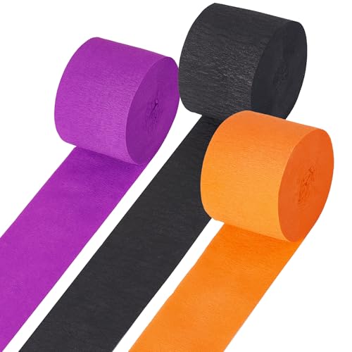 Halloween-Luftschlangen, Party-Dekorationen, orange/schwarz/violett, Krepppapier-Luftschlangen für Halloween-Party-Dekorationen, Horror-Party, Hintergrund, Geburtstagsparty-Zubehör (4,6 cm x 25 m von WZOOQ