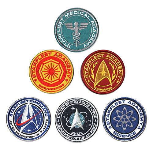 WZT 6 Stück Militärische Taktische Star Trek-Flicken Individualität bestickt United States Space Force, Wissenschaft Patch, Starfleet Medical Academy Pacth, Starfleet Academy Patch Set von WZT