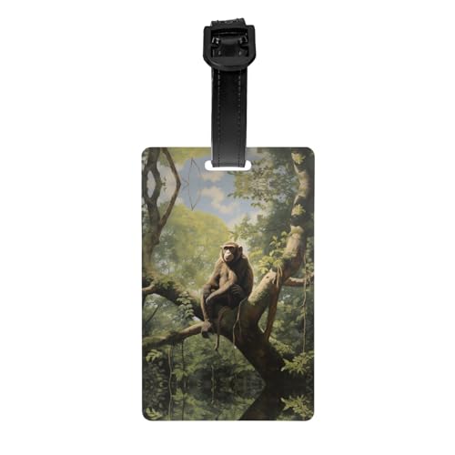 Affe sitzend auf einem Baum, Golftasche, Sichtschutz, abnehmbare Aktentasche (8,4 x 5,3 cm), Kinder-Schultasche, Sporttaschen-Etikett, Reisegepäck-Etikett von WZYCWB