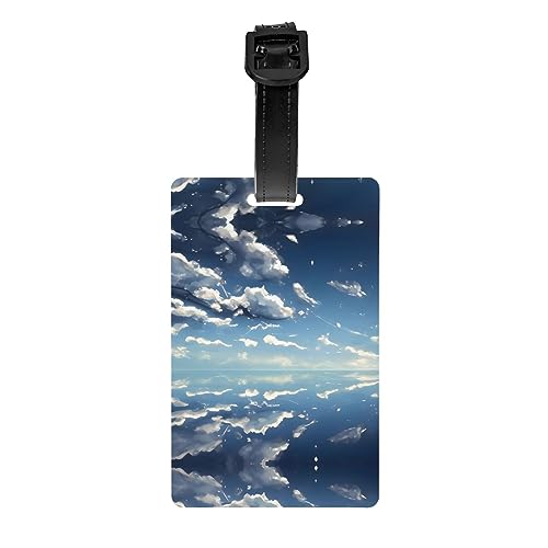 Blauer Himmel und weiße Wolken für Golftaschen, Sichtschutz, abnehmbare Aktentasche (8,4 x 5,3 cm), Kinder-Schultasche, Sporttaschen-Etikett, Reisegepäck-Etikett von WZYCWB