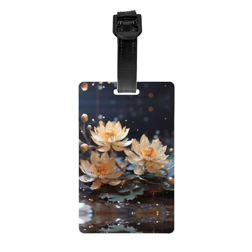 Böhmisches weißes Lotus-Etikett für Golftaschen, abnehmbare Aktentasche (8,4 x 5,3 cm), Kinder-Schultasche, Sporttaschen-Etikett, Reisegepäck-Etikett von WZYCWB