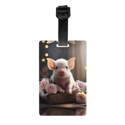 Cute Young Pig Sichtschutzetikett für Golftaschen, abnehmbare Aktentasche (8,4 x 5,3 cm), Kinder-Schultasche, Sporttaschen-Etikett, Reisegepäck-Etikett von WZYCWB