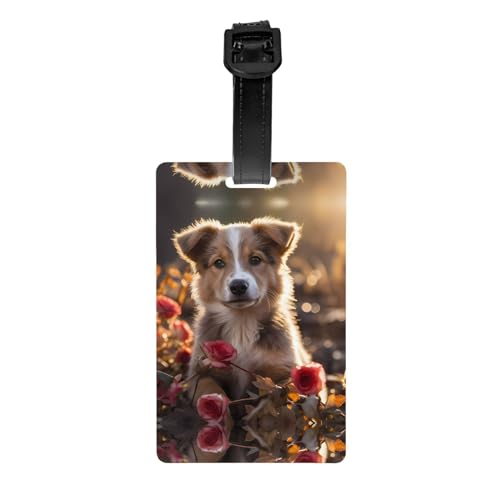 Dogs and Roses Golftaschen-Sichtschutzschild, abnehmbare Aktentasche (8,4 x 5,3 cm), Kinder-Schultasche, Sporttaschen-Etikett, Reisegepäck-Etikett von WZYCWB