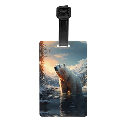 Eisbär im Winter Golftasche Sichtschutz, abnehmbare Aktentasche (8,4 x 5,3 cm), Kinder-Schultasche, Sporttaschen-Etikett, Reisegepäck-Etikett von WZYCWB