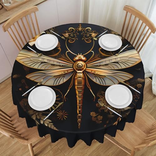 Goldene exquisite Libellen-Tischdecke, rund, Spitze, 152,4 cm Durchmesser, waschbar, geeignet für Restaurants, Partys, Picknicks, Versammlungen Goldene exquisite Libellen-Tischdecke, rund, Spitze, 152,4 cm Durchmesser, waschbar, geeignet für Restaurants, Partys, Picknicks, Versammlungen von WZYCWB