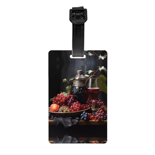 Grapes and Wine Sichtschutzfolie für Golftaschen, abnehmbare Aktentasche (8,4 x 5,3 cm), Kinder-Schultasche, Sporttaschen-Etikett, Reisegepäck-Etikett von WZYCWB