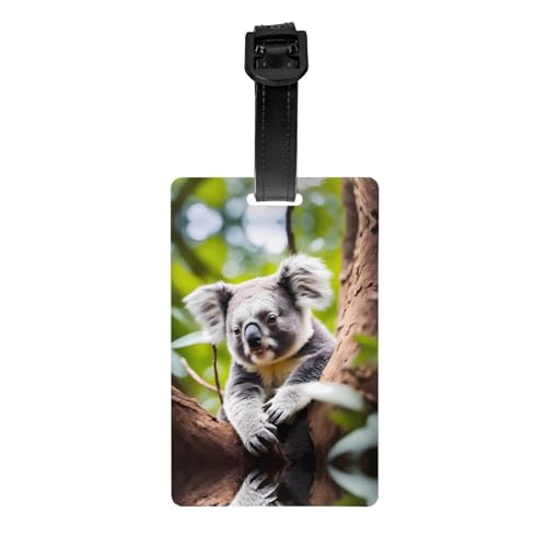 Happy Cute Koala Golftasche Sichtschutz, abnehmbare Aktentasche (8,4 x 5,3 cm), Kinder-Schultasche, Sporttaschen-Etikett, Reisegepäck-Etikett von WZYCWB
