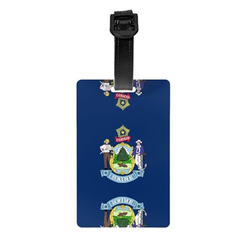 Maine State Flag Golftaschen-Sichtschutzetikett, abnehmbare Aktentasche (8,4 x 5,3 cm), Kinder-Schultasche, Sporttaschen-Etikett, Reisegepäck-Etikett von WZYCWB
