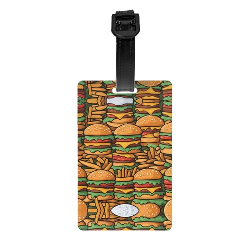 Many Cute Burgers Golftaschen-Sichtschutzetikett, abnehmbare Aktentasche (8,4 x 5,3 cm), Kinder-Schultasche, Sporttaschen-Etikett, Reisegepäck-Etikett von WZYCWB
