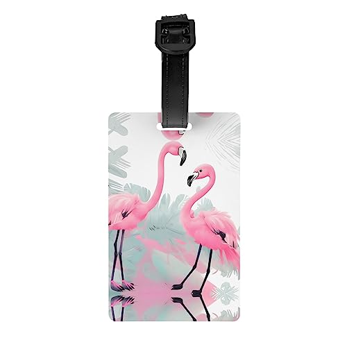 Pinker Flamingo-Golftaschen-Aufkleber, abnehmbare Aktentasche (8,4 x 5,3 cm), Kinder-Schultasche, Sporttaschen-Etikett, Reisegepäck-Etikett von WZYCWB