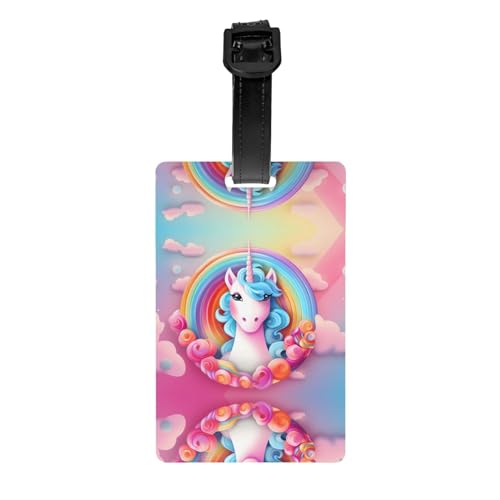 Regenbogen-Einhorn, Sichtschutz, abnehmbare Aktentasche (8,4 x 5,3 cm), Kinder-Schultasche, Sporttaschen-Etikett, Reisegepäck-Etikett von WZYCWB