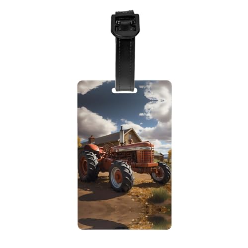 Roter Traktor Golftaschen-Etikett, abnehmbare Aktentasche (8,4 x 5,3 cm), Kinder-Schultasche, Sporttaschen-Etikett, Reisegepäck-Etikett von WZYCWB