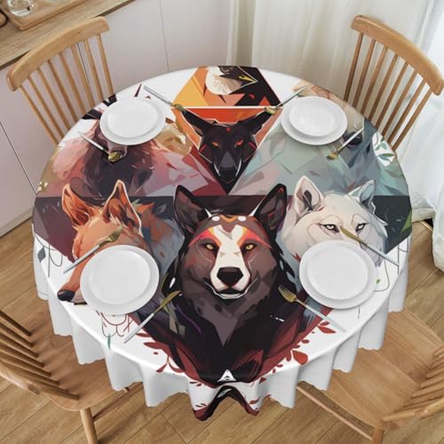Runde Spitzentischdecke mit Wölfen und Rentieren, 152,4 cm Durchmesser, waschbare Tischdecke, geeignet für Restaurants, Partys, Picknicks, Versammlungen Runde Spitzentischdecke mit Wölfen und Rentieren, 152,4 cm Durchmesser, waschbare Tischdecke, geeignet für Restaurants, Partys, Picknicks, Versammlungen von WZYCWB