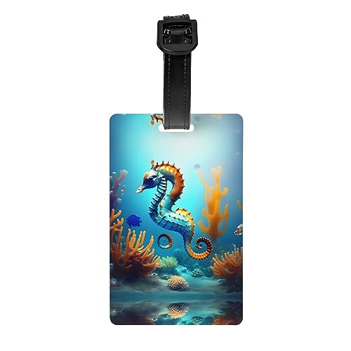 Seabed Coral Seepferdchen-Golftasche, Sichtschutz, abnehmbare Aktentasche (8,4 x 5,3 cm), Kinder-Schultasche, Sporttaschen-Etikett, Reisegepäck-Etikett von WZYCWB
