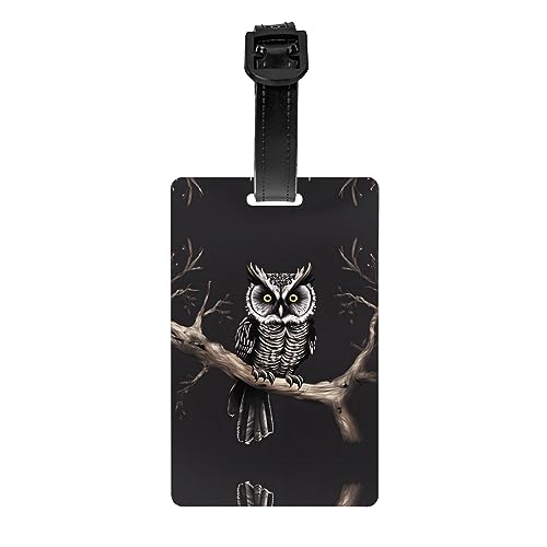 Spätnacht Eule Golftasche Sichtschutz, abnehmbare Aktentasche (8,4 x 5,3 cm), Kinder-Schultasche, Sporttaschen-Etikett, Reisegepäck-Etikett von WZYCWB