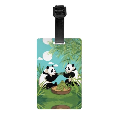 Two Cute Big Pandas Golf Bag Privacy Label, Abnehmbare Aktentasche (8,4 x 5,3 cm), Kinder-Schultasche, Sporttaschen-Etikett, Reisegepäck-Etikett von WZYCWB