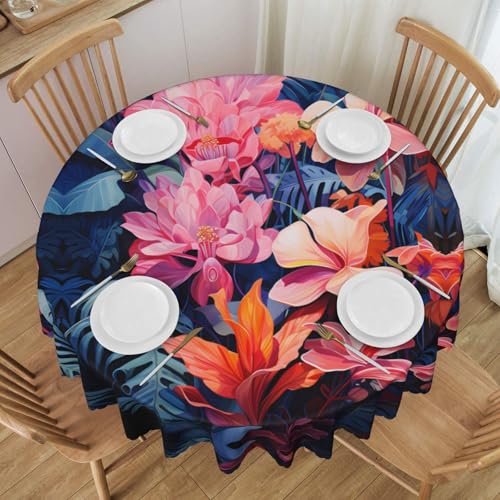 WZYCWB Bunte Tischdecke mit tropischen Pflanzenblättern, rund, Spitze, 152,4 cm Durchmesser, waschbare Tischdecke, geeignet für Restaurants, Partys, Picknicks, Versammlungen WZYCWB Bunte Tischdecke mit tropischen Pflanzenblättern, rund, Spitze, 152,4 cm Durchmesser, waschbare Tischdecke, geeignet für Restaurants, Partys, Picknicks, Versammlungen von WZYCWB