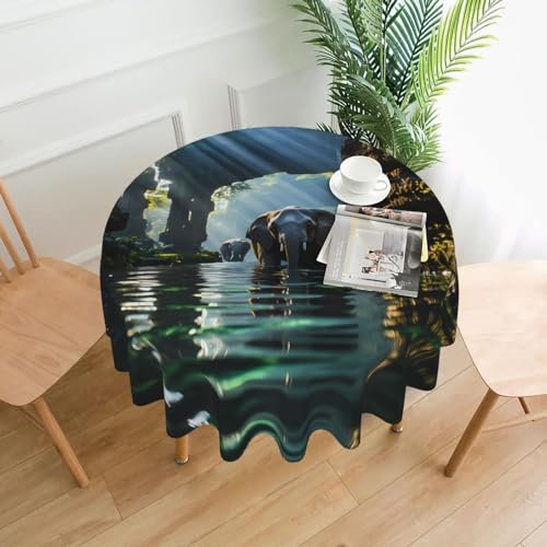 WZYCWB Dekorative, lange Tischdecke, asiatischer Elefant im Wasser, 152,4 cm Durchmesser, runde Hochzeitstischdecke, allgemeine Zweck-Tischdecke für Partys WZYCWB Dekorative, lange Tischdecke, asiatischer Elefant im Wasser, 152,4 cm Durchmesser, runde Hochzeitstischdecke, allgemeine Zweck-Tischdecke für Partys von WZYCWB