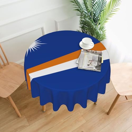 WZYCWB Dekorative lange Tischdecke mit Flagge der Marshallinseln (152,4 cm Durchmesser), runde Hochzeitstischdecke, allgemeine Zweck-Tischdecke für Partys von WZYCWB