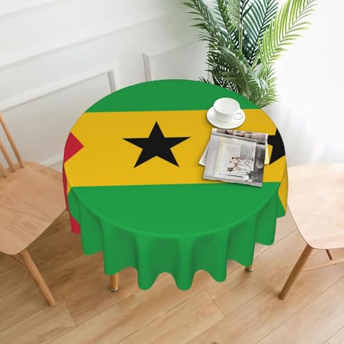 WZYCWB Dekorative lange Tischdecke mit Flagge von Sao Tome und Principe (152,4 cm Durchmesser), runde Hochzeitstischdecke, Allzweck-Tischdecke für Partys von WZYCWB