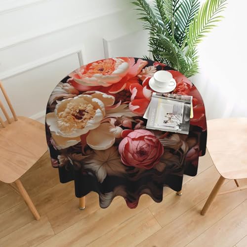 WZYCWB Dekorative lange Tischdecke mit Pfingstrosen in leuchtenden Farben, 152,4 cm Durchmesser, runde Hochzeitstischdecke, Allzweck-Tischdecke für Partys WZYCWB Dekorative lange Tischdecke mit Pfingstrosen in leuchtenden Farben, 152,4 cm Durchmesser, runde Hochzeitstischdecke, Allzweck-Tischdecke für Partys von WZYCWB