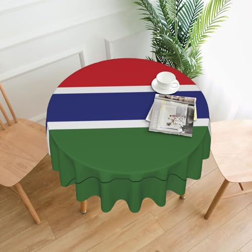WZYCWB Dekorative lange Tischdecke mit der Flagge Gambias (152,4 cm Durchmesser), runde Hochzeitstischdecke, Allzweck-Tischdecke für Partys von WZYCWB