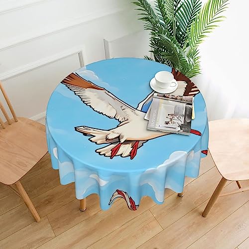 WZYCWB Dekorative lange Tischdecke mit fliegenden Möwen (152,4 cm Durchmesser), runde Hochzeitstischdecke, allgemeine Zweck-Tischdecke für Partys von WZYCWB