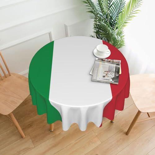 WZYCWB Dekorative lange Tischdecke mit italienischer Flagge (152,4 cm Durchmesser), runde Hochzeitstischdecke, allgemeine Zweck-Tischdecke für Partys von WZYCWB